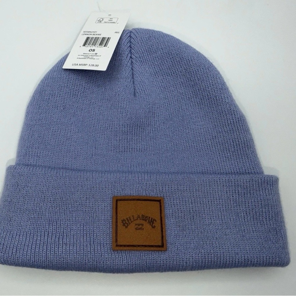 Billabong Unisex Knit Beanie with Leather Patch